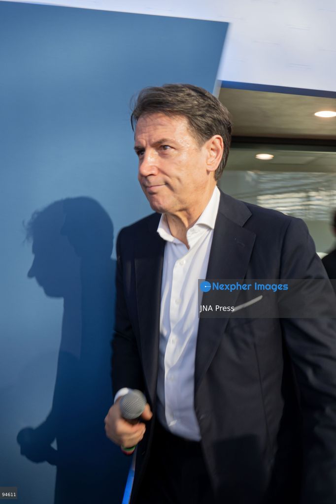 MILAN, ITALY, SEPTEMBER 19, 2026: Giuseppe Conte, leader of Italy’s Five Star Movement and former prime minister, addresses the movement’s “Nova – Parola all’Italia” assembly in Milan. Conte called for efforts to pursue peace and reiterated his opposition to increased military spending and continued weapons shipments to Ukraine, saying that weapons push peace further away. The position on military aid to Kyiv remains a point of disagreement between the Five Star Movement and its potential center-left coalition partners, including the Democratic Party. Photo by Calogero Russo/ JNA Press. (Photo by calogero russo/JNA Press via Nexpher Images)