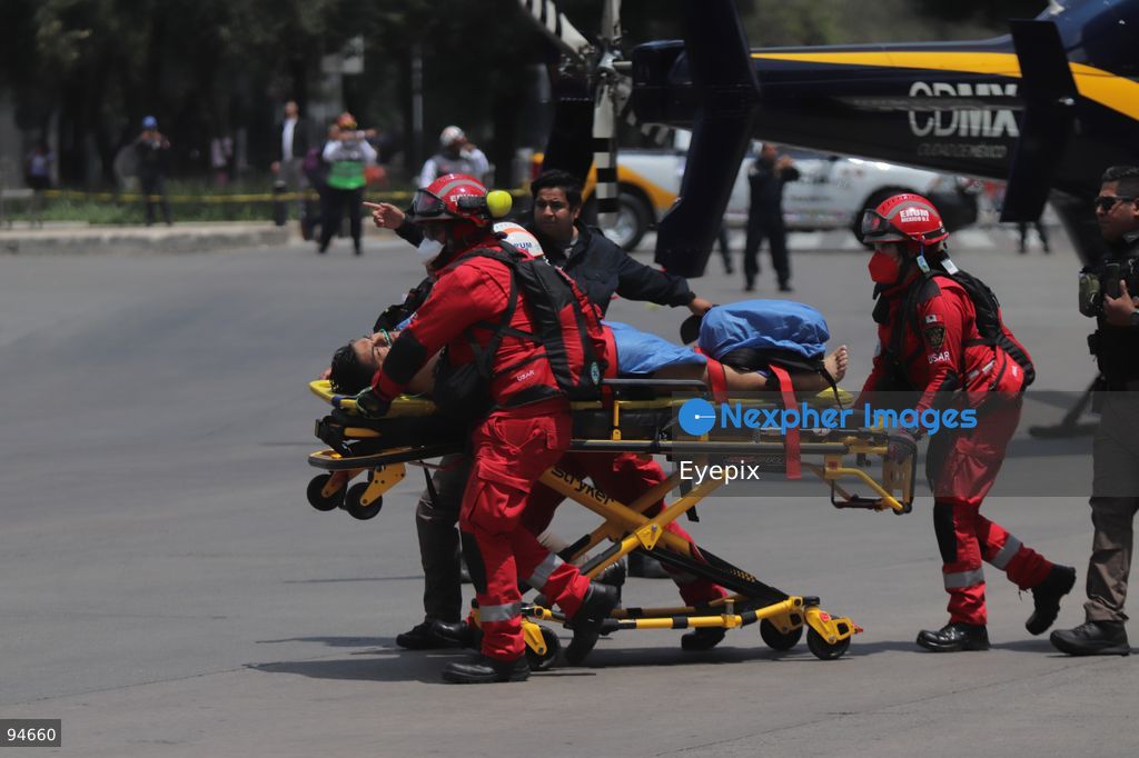 Rescuers taking part in the national drill in Mexico City, based on a scenario involving a 7.7-magnitude earthquake with its epicenter in Tehuacán, Puebla. on September 19, 2026, in Mexico City, Mexico. (Photo by Carlos Santiago/ Eyepix Group) (Photo by Carlos Santiago / Eyepix Group/Eyepix via Nexpher Images)