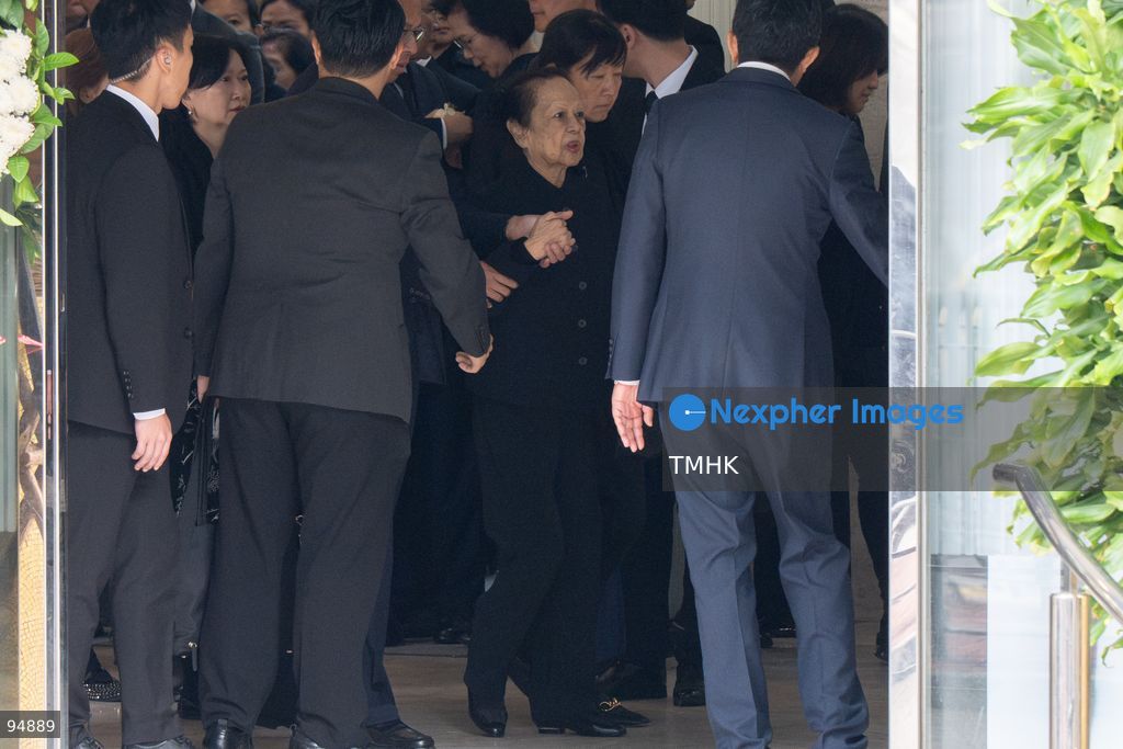 Betty Tung Chiu Hung-ping, widow of the late former Chief Executive Tung Chee-hwa, is assisted as she leaves the Hong Kong Funeral Home following the funeral service on September 20, 2026 in Hong Kong. (Photo by Kevin Li/TMHK via Nexpher Images)