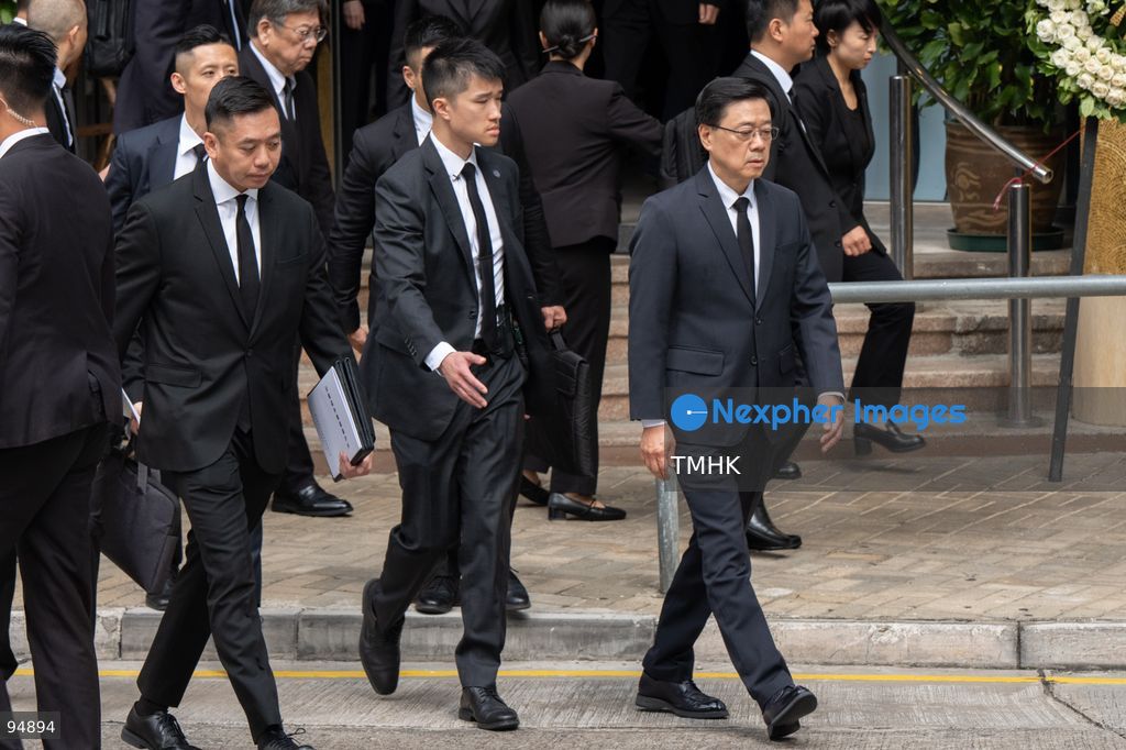Chief Executive John Lee Ka-chiu leaves the Hong Kong Funeral Home after attending the funeral service for the late former Chief Executive Tung Chee-hwa on September 20, 2026 in Hong Kong. (Photo by Kevin Li/TMHK via Nexpher Images)