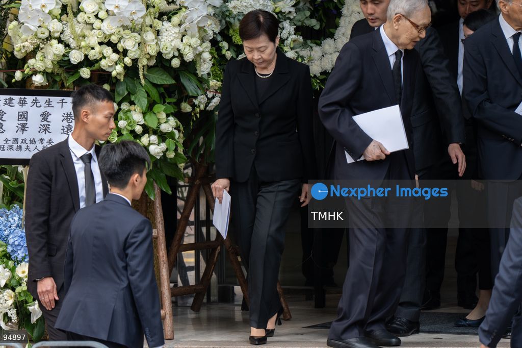 Former Chief Executive Carrie Lam Cheng Yuet-ngor leaves the Hong Kong Funeral Home after attending the funeral service for Tung Chee-hwa on September 20, 2026 in Hong Kong. (Photo by Kevin Li/TMHK via Nexpher Images)
