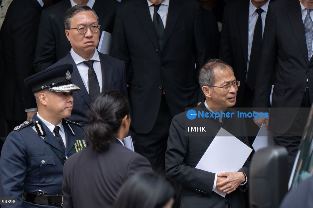 Secretary for Justice Paul Lam Ting-kwok and former President of the Legislative Council Jasper Tsang Yok-sing leave the Hong Kong Funeral Home together following the funeral service for Tung Chee-hwa on September 20, 2026 in Hong Kong. (Photo by Kevin Li/TMHK via Nexpher Images)
