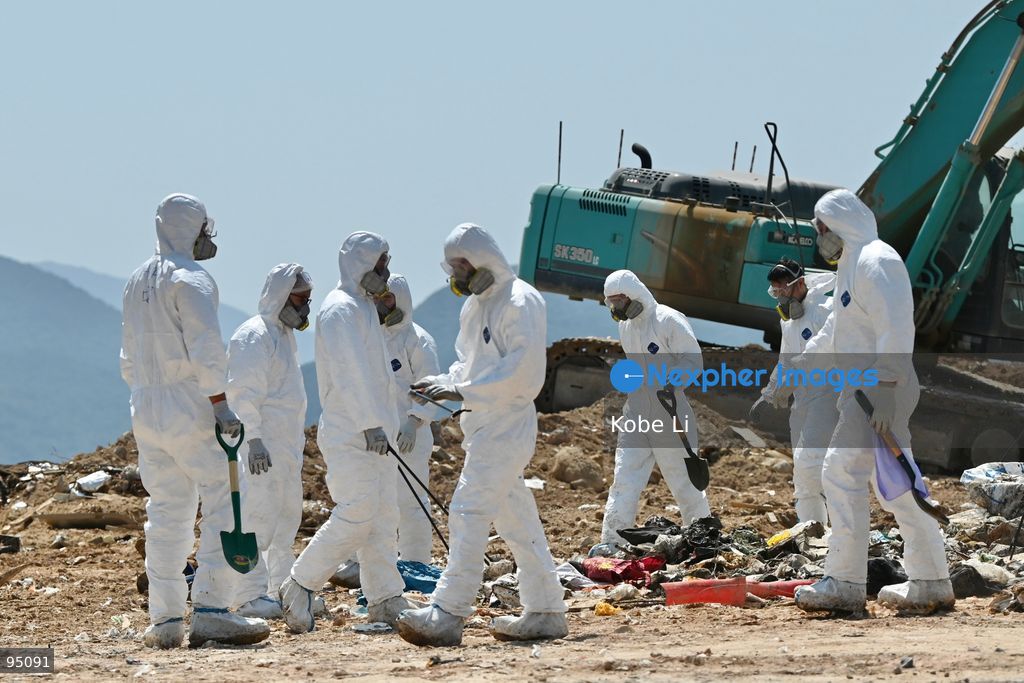 FILE PHOTO - Hong Kong Police initiated a massive search operation at the NENT (North East New Territories) Landfill in Ta Kwu Ling as part of the investigation into the dismemberment of Abby Choi on February 28, 2023 in Hong Kong. The trial of the former husband and in-laws of slain Hong Kong socialite Abby Choi, whose severed head was found in a soup pot in 2023. (Photo by Kobe Li/Nexpher Images)