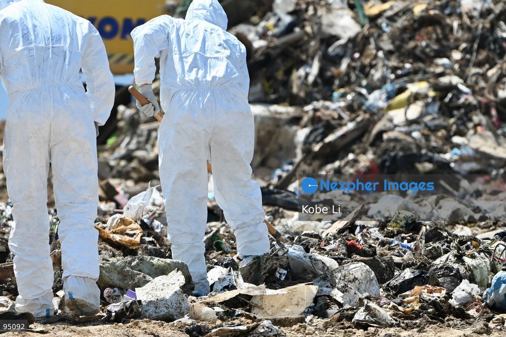 FILE PHOTO - Hong Kong Police initiated a massive search operation at the NENT (North East New Territories) Landfill in Ta Kwu Ling as part of the investigation into the dismemberment of Abby Choi on February 28, 2023 in Hong Kong. The trial of the former husband and in-laws of slain Hong Kong socialite Abby Choi, whose severed head was found in a soup pot in 2023. (Photo by Kobe Li/Nexpher Images)