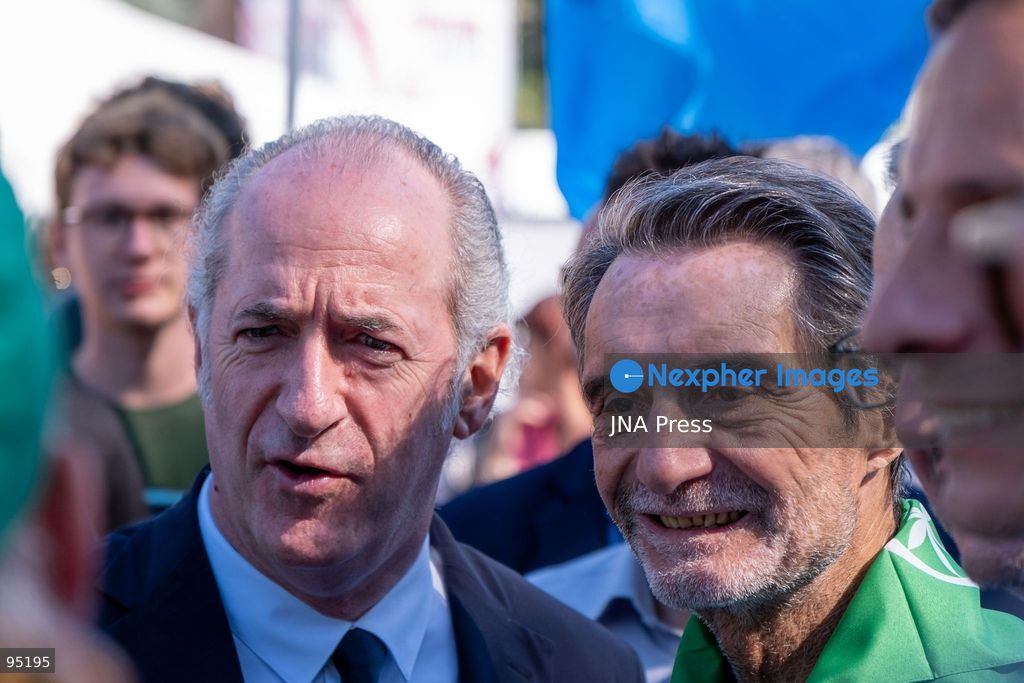 PONTIDA, BERGAMO, ITALY, SEPTEMBER 20, 2026: Lega leader Matteo Salvini addresses supporters during the party’s annual rally in Pontida, in the province of Bergamo. During the gathering, Salvini announced Silvia Sardone as Lega’s candidate for mayor of Milan ahead of the 2027 municipal election. Sardone said she was prepared to take part in a center-right primary to determine the coalition’s eventual mayoral candidate. The annual Pontida gathering also took place amid debate within the party over its leadership and future political direction. Photo by Leonaedo Garavgila/ JNA Press. (Photo by Leonardo Garavaglia/JNA Press via Nexpher Images)