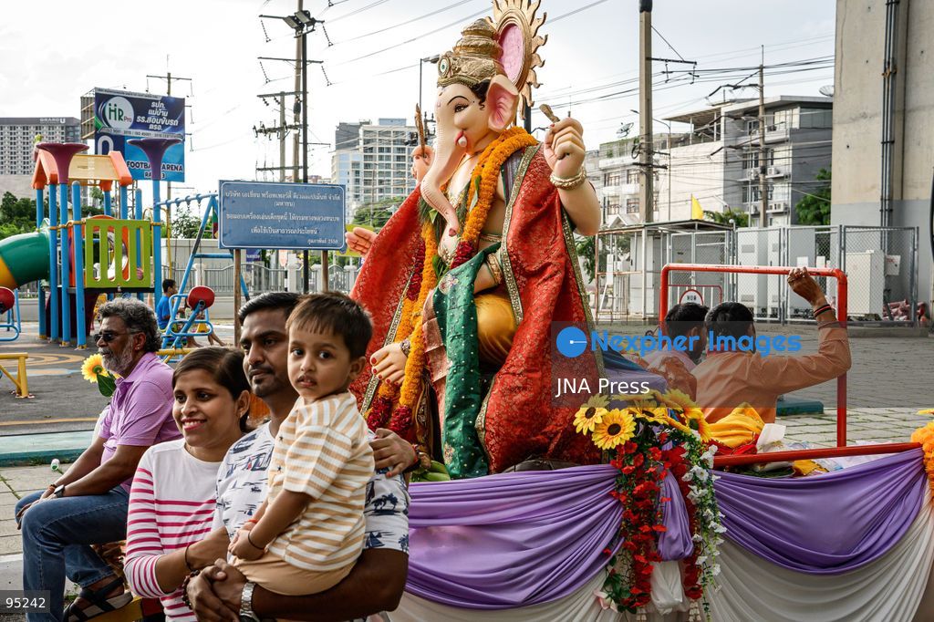 BANGKOK, THAILAND, SEPTEMBER 20, 2026: Hindu devotees worship a statue of Lord Ganesha during Ganesh Chaturthi celebrations near Bhumibol Bridge in Bangkok. The Hindu festival honors Ganesha, the deity associated with wisdom, prosperity and the removal of obstacles, and is observed with prayers, offerings and religious ceremonies. Photo by Watsawat Koktabtim / JNA Press. (Photo by Watsawat Koktabtim/JNA Press via Nexpher Images)