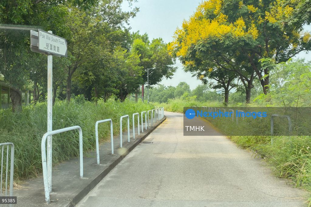 A street sign indicates Pok Wai South Road in Yuen Long on September 21, 2026 in Hong Kong, near the scene where a 27-year-old cyclist was fatally mauled by dogs. (Photo by Kevin Li/TMHK via Nexpher Images)