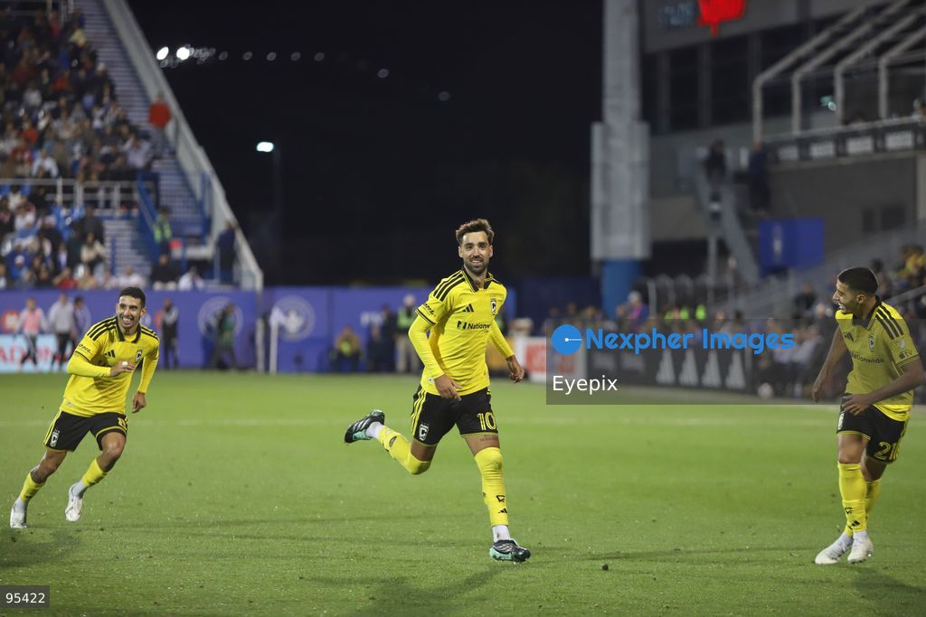 Brais Méndez #10 of Columbus Crew celebrating after scoring a goal during the match between CF Montreal and Columbus Crew at Saputo Stadium. on September 19, 2026 in Montreal, Canada. (Photo by Horacio Zamora/ Eyepix Group) (Photo by Horacio Zamora/ Eyepix Group/Eyepix via Nexpher Images)