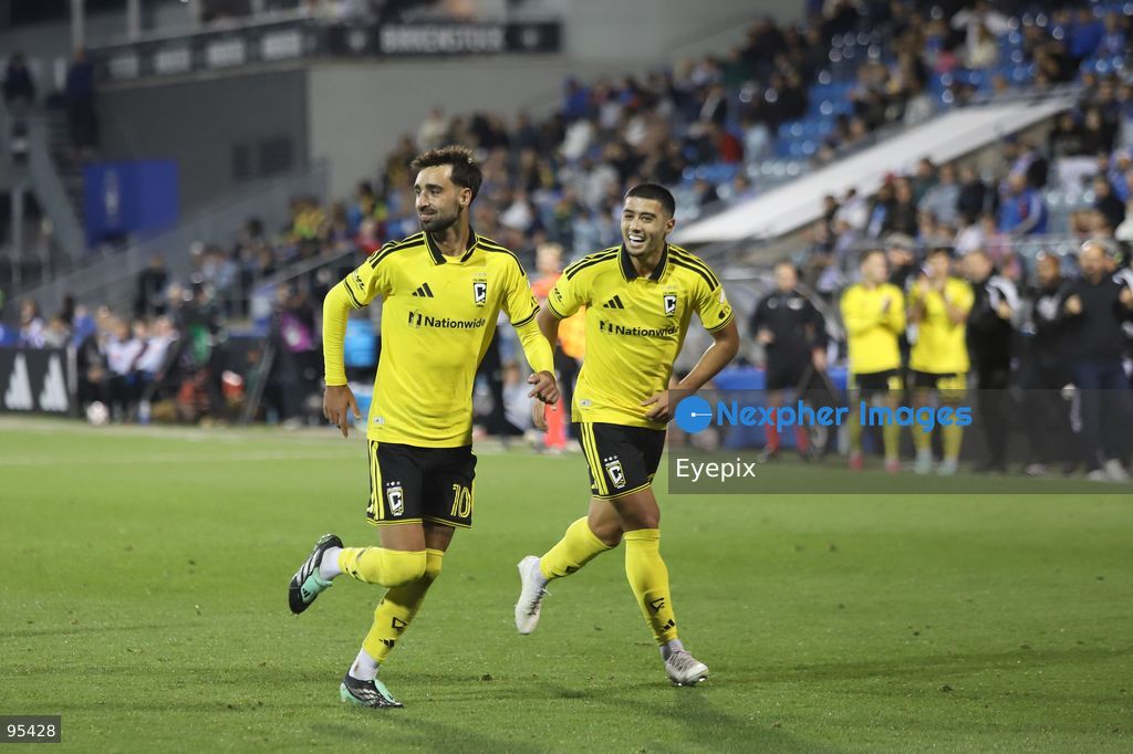 Brais Méndez #10 of Columbus Crew celebrating after scoring a goal during the match between CF Montreal and Columbus Crew at Saputo Stadium. on September 19, 2026 in Montreal, Canada. (Photo by Horacio Zamora/ Eyepix Group) (Photo by Horacio Zamora/ Eyepix Group/Eyepix via Nexpher Images)