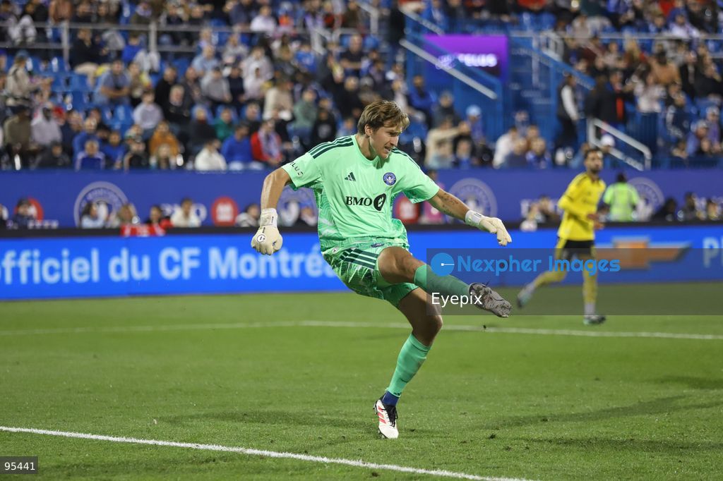 Sébastian Breza #1 of CF Montreal clears the ball during the match between CF Montreal and Columbus Crew at Saputo Stadium. on September 19, 2026 in Montreal, Canada. (Photo by Horacio Zamora/ Eyepix Group) (Photo by Horacio Zamora/ Eyepix Group/Eyepix via Nexpher Images)
