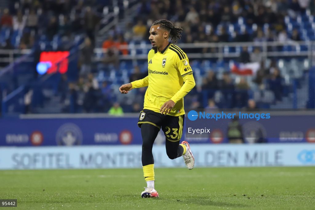 Mohamed Farsi #23 of Columbus Crew looks on during the match between CF Montreal and Columbus Crew at Saputo Stadium. on September 19, 2026 in Montreal, Canada. (Photo by Horacio Zamora/ Eyepix Group) (Photo by Horacio Zamora/ Eyepix Group/Eyepix via Nexpher Images)
