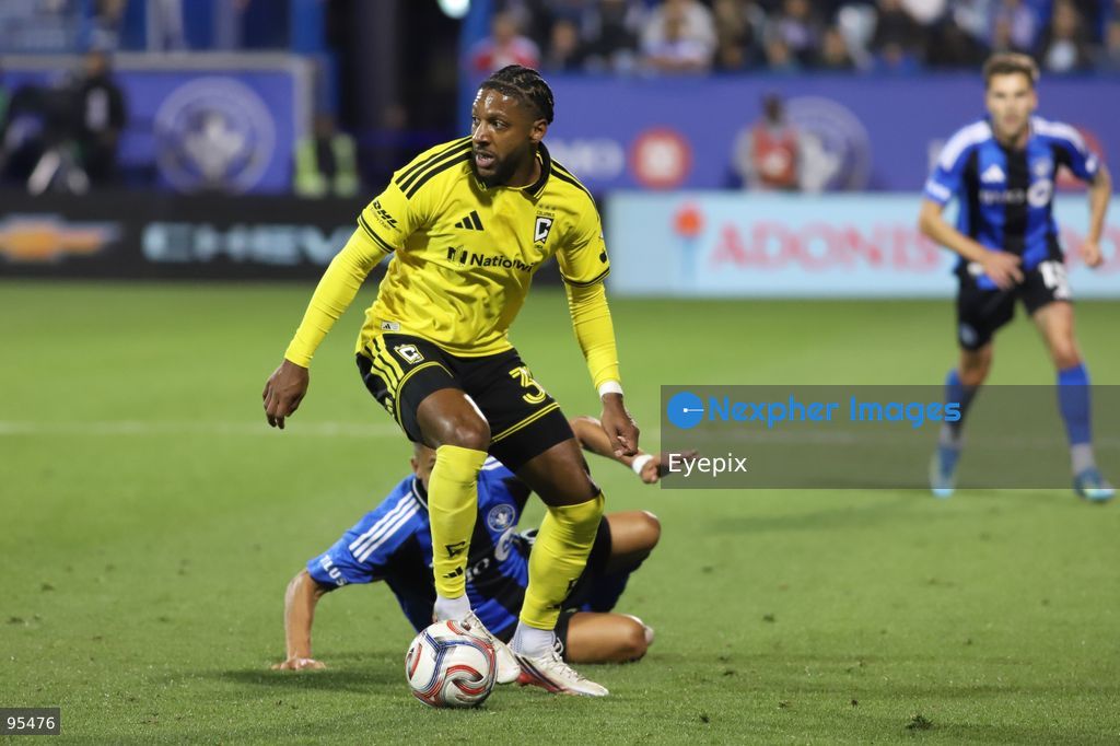 Steven Moreira #31 of Columbus Crew drives the ball during the match between CF Montreal and Columbus Crew at Saputo Stadium. on September 19, 2026 in Montreal, Canada. (Photo by Horacio Zamora/ Eyepix Group) (Photo by Horacio Zamora/ Eyepix Group/Eyepix via Nexpher Images)