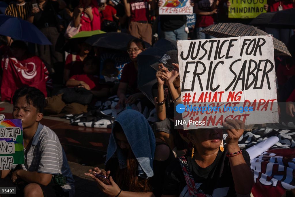 MANILA, PHILIPPINES, SEPTEMBER 21, 2026: Activists and members of progressive groups march through Manila during a demonstration marking the 54th anniversary of the declaration of Martial Law under former President Ferdinand Marcos Sr. The protest began with a program at Liwasang Bonifacio before demonstrators marched toward Mendiola, where police barricades had been deployed. Participants commemorated victims of human rights violations during the Marcos era and called for government accountability over current political and corruption issues. Photo by Charles Edmon / JNA Press. (Photo by Charles Edmon S. Perez/JNA Press via Nexpher Images)