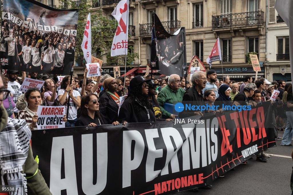 PARIS, FRANCE, SEPTEMBER 20, 2026: Demonstrators gather at Place de la République in Paris during a protest against a proposed law granting police and gendarmes a presumption that their use of firearms complied with legal requirements. Opponents have dubbed the legislation a “licence to kill,” arguing that it could weaken accountability for police shootings. Around 21,000 people joined the Paris demonstration, according to police. Gendarmes used tear gas as tensions escalated during the protest. Photo by Nadia Caimi / JNA Press (Photo by Nadia Caimi/JNA Press via Nexpher Images)