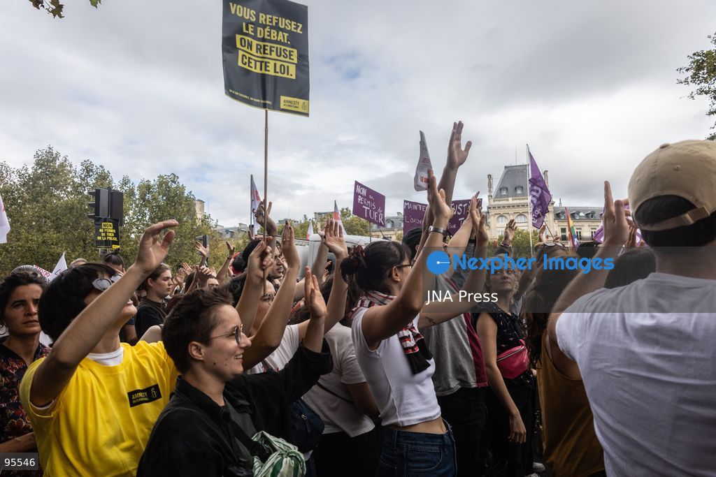 PARIS, FRANCE, SEPTEMBER 20, 2026: Demonstrators gather at Place de la République in Paris during a protest against a proposed law granting police and gendarmes a presumption that their use of firearms complied with legal requirements. Opponents have dubbed the legislation a “licence to kill,” arguing that it could weaken accountability for police shootings. Around 21,000 people joined the Paris demonstration, according to police. Gendarmes used tear gas as tensions escalated during the protest. Photo by Nadia Caimi / JNA Press (Photo by Nadia Caimi/JNA Press via Nexpher Images)