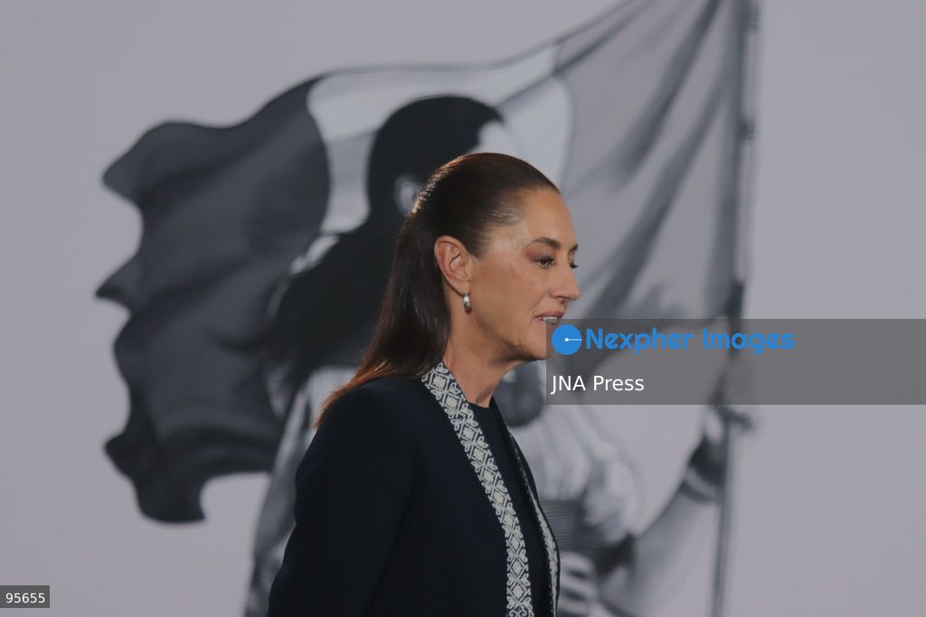 MEXICO CITY, MEXICO, SEPTEMBER 21, 2026: Mexican President Claudia Sheinbaum speaks during her morning press conference at the National Palace in Mexico City, where she addressed complaints by Garífuna communities and environmental activists over the filming of a reality television program in Cayos Cochinos, Honduras. Sheinbaum said activities in protected natural areas and Indigenous territories must comply with environmental regulations and respect community rights, while noting that she did not yet have complete information about the case. Photo by Carlos Santiago / JNA Press. (Photo by Carlos Santiago/JNA Press via Nexpher Images)