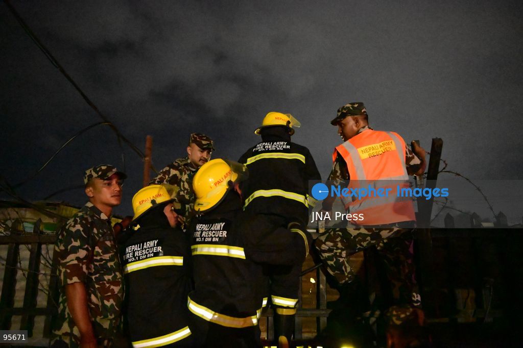 KATHMANDU, NEPAL, SEPTEMBER 21, 2026: Firefighters and security personnel work to extinguish a fire at a plastic warehouse in the Teku area of Kathmandu. Personnel from the Nepal Army, Armed Police Force and Nepal Police joined Kathmandu Metropolitan City firefighters and local residents in efforts to bring the blaze under control near residential buildings and a waste-management centre. The cause of the fire and the extent of the damage were not immediately known. Photo by Safal Shrestha/ JNA Press. (Photo by Safal Prakash Shrestha/JNA Press via Nexpher Images)