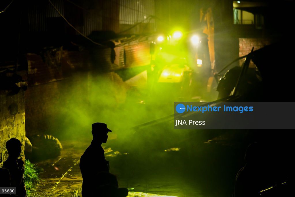 KATHMANDU, NEPAL, SEPTEMBER 21, 2026: Firefighters and security personnel work to extinguish a fire at a plastic warehouse in the Teku area of Kathmandu. Personnel from the Nepal Army, Armed Police Force and Nepal Police joined Kathmandu Metropolitan City firefighters and local residents in efforts to bring the blaze under control near residential buildings and a waste-management centre. The cause of the fire and the extent of the damage were not immediately known. Photo by Safal Shrestha/ JNA Press. (Photo by Safal Prakash Shrestha/JNA Press via Nexpher Images)