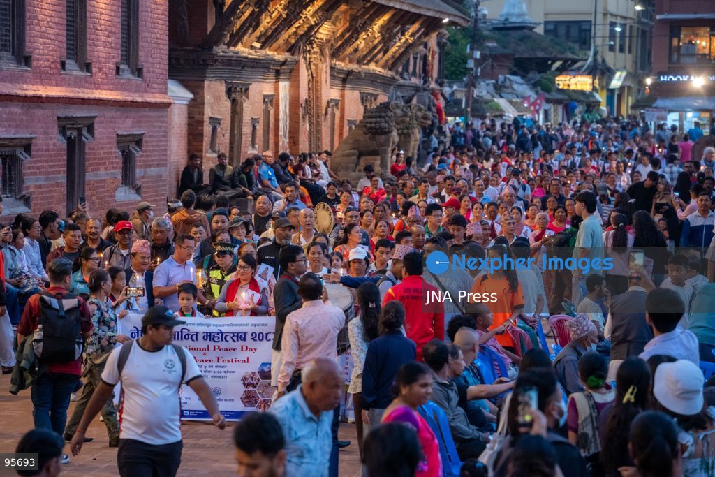 LALITPUR, NEPAL, SEPTEMBER 21, 2026: Participants light traditional lamps at Patan Durbar Square in Lalitpur following a peace walk marking the International Day of Peace. The event was organized by Global Cultural Peace Walk Nepal and Jyapu Samaj Yala, bringing participants together for a symbolic observance promoting peace and solidarity. The International Day of Peace is observed annually on September 21. Photo by Ghanashyam Shrestha / JNA Press. (Photo by Ghanashyam Shrestha/JNA Press via Nexpher Images)
