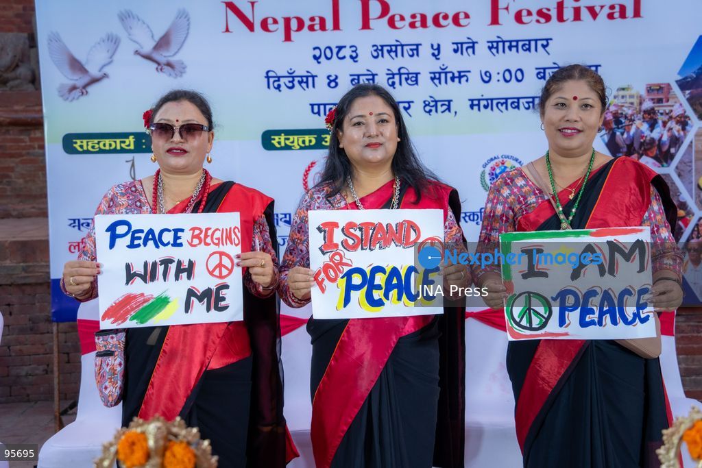 LALITPUR, NEPAL, SEPTEMBER 21, 2026: Participants light traditional lamps at Patan Durbar Square in Lalitpur following a peace walk marking the International Day of Peace. The event was organized by Global Cultural Peace Walk Nepal and Jyapu Samaj Yala, bringing participants together for a symbolic observance promoting peace and solidarity. The International Day of Peace is observed annually on September 21. Photo by Ghanashyam Shrestha / JNA Press. (Photo by Ghanashyam Shrestha/JNA Press via Nexpher Images)