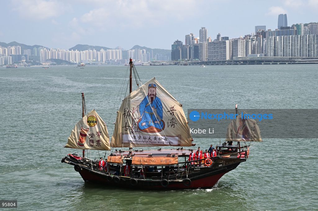 Sik Sik Yuen Wong Tai Sin Temple and the Dukling boat for a special maritime parade in Victoria Harbour on September 23, 2026 in Hong Kong. (Photo by Kobe Li/Nexpher Images)