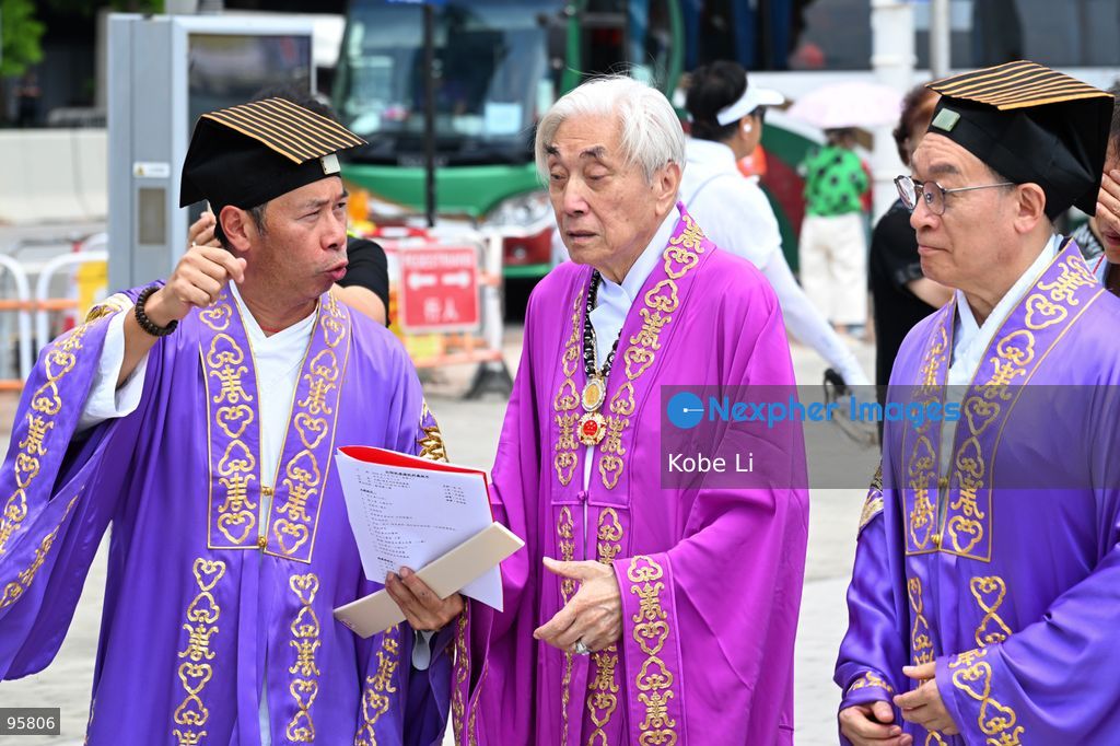 LEE Yiu-fai (Yee Kok), Abbot of Sik Sik Yuen Wong Tai Sin Temple, being a taoist ritual at Tsim Sha Tsui on September 23, 2026 in Hong Kong. Today, Sik Sik Yuen Wong Tai Sin and the Dukling boat for a special maritime parade in Victoria Harbour. (Photo by Kobe Li/Nexpher Images)