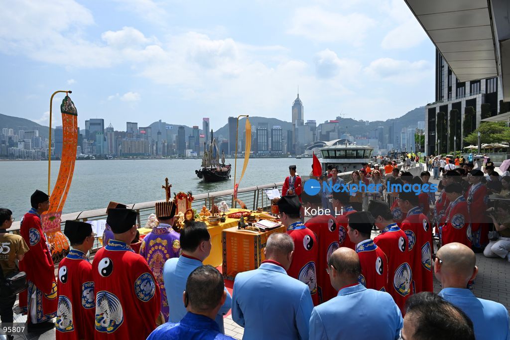 A taoist ritual of Sik Sik Yuen Wong Tai Sin Temple at Tsim Sha Tsui on September 23, 2026 in Hong Kong. Today, Sik Sik Yuen Wong Tai Sin and the Dukling boat for a special maritime parade in Victoria Harbour. (Photo by Kobe Li/Nexpher Images)