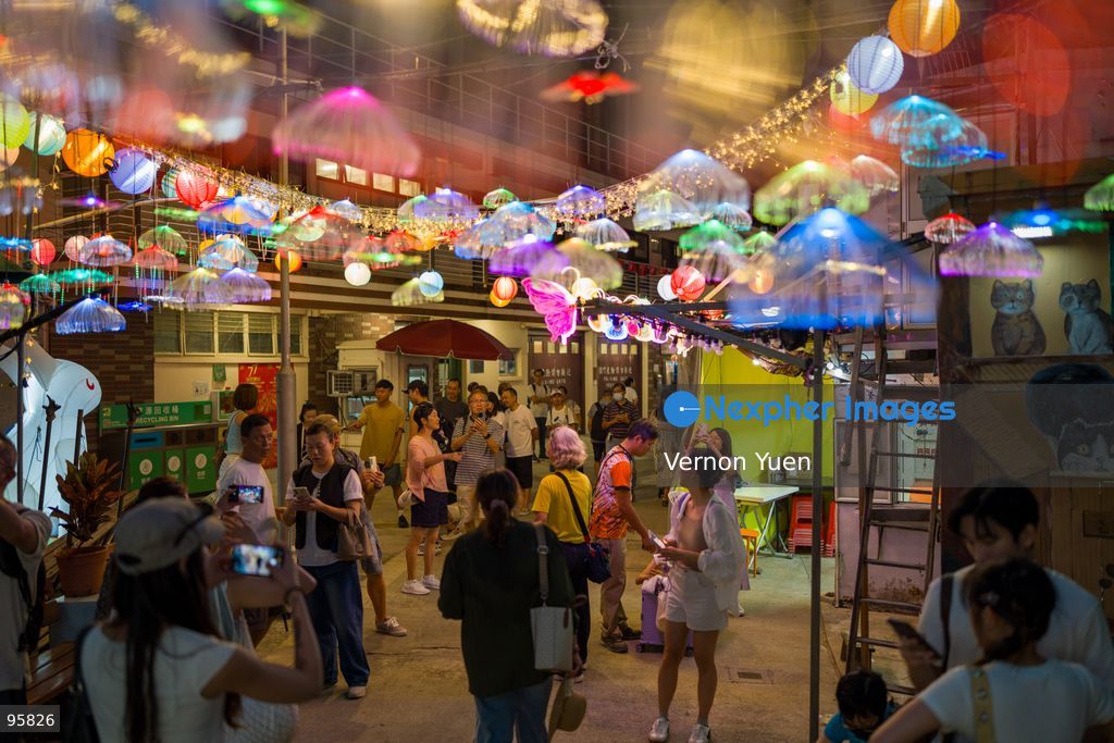 People viewing the Mid autumn festival lights at Shek O on September 23, 2026 in Hong Kong. (Photo by Vernon Yuen/Nexpher Images)