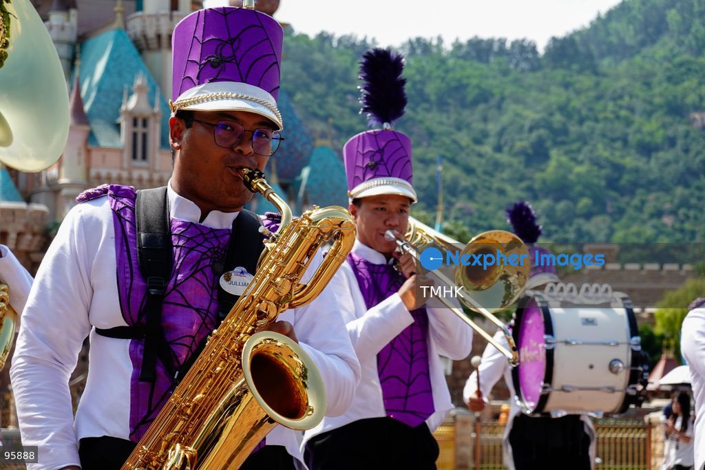 Performers and Disney characters parade along Main Street, U.S.A. during "Mickey's Halloween Time Street Party" as part of the "Disney Halloween Time" seasonal celebrations at Hong Kong Disneyland on September 20, 2026 in Hong Kong. The event runs from September 18 to November 1 across the resort. (Photo by Zulu Lo/TMHK via Nexpher Images)