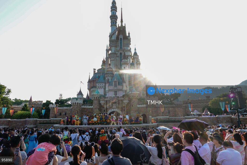 Visitors gather in front of the Castle of Magical Dreams to watch a live seasonal performance during "Disney Halloween Time" at Hong Kong Disneyland on September 20, 2026 in Hong Kong. (Photo by Zulu Lo/TMHK via Nexpher Images)