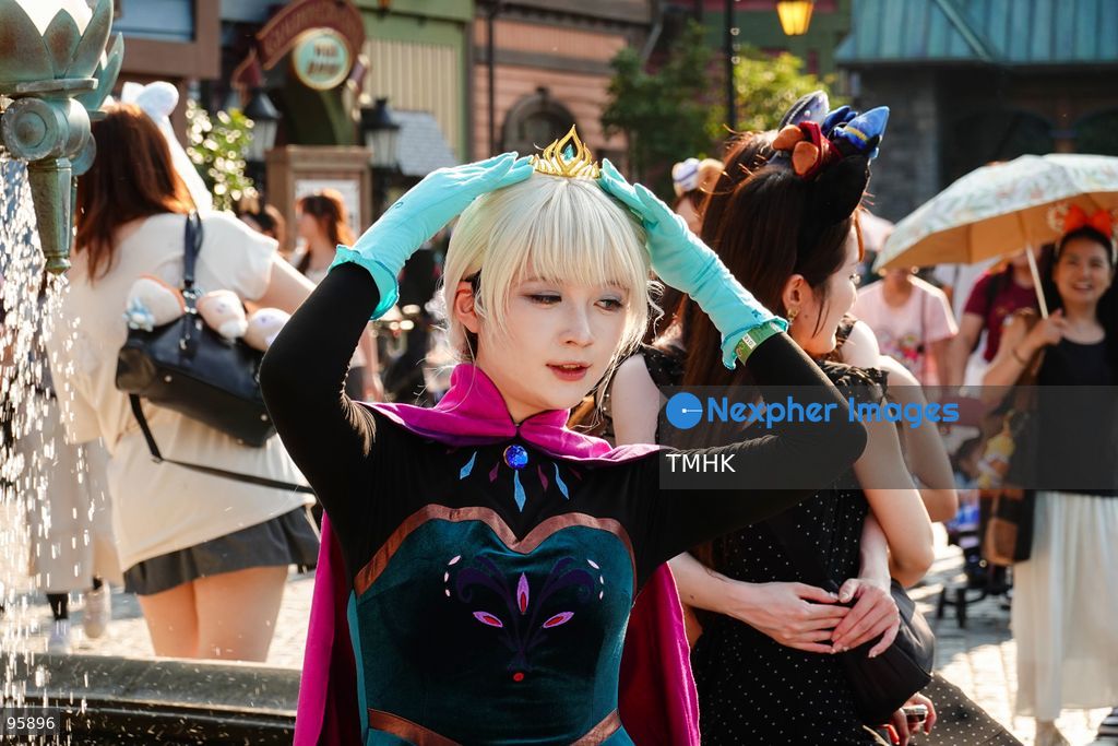 A close-up view shows the intricate costume of a visitor cosplaying a villainous character during the "Disney Halloween Time" event at Hong Kong Disneyland on September 20, 2026 in Hong Kong. (Photo by Zulu Lo/TMHK via Nexpher Images)