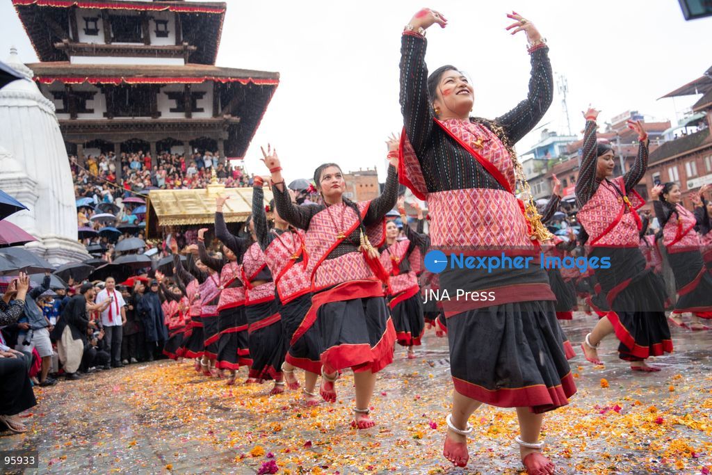 KATHMANDU, NEPAL, SEPTEMBER 23, 2026: Participants raise the ceremonial Indra Dhwaja, or flagpole, in front of Hanuman Dhoka at Basantapur in Kathmandu, formally marking the beginning of the annual Indra Jatra festival. The eight-day religious and cultural festival features traditional rituals, masked dances, chariot processions and worship of Hindu deities, and is one of the major annual celebrations of the Kathmandu Valley. Photo by Ghanashyam Shrestha / JNA Press. (Photo by Ghanashyam Shrestha/JNA Press via Nexpher Images)
