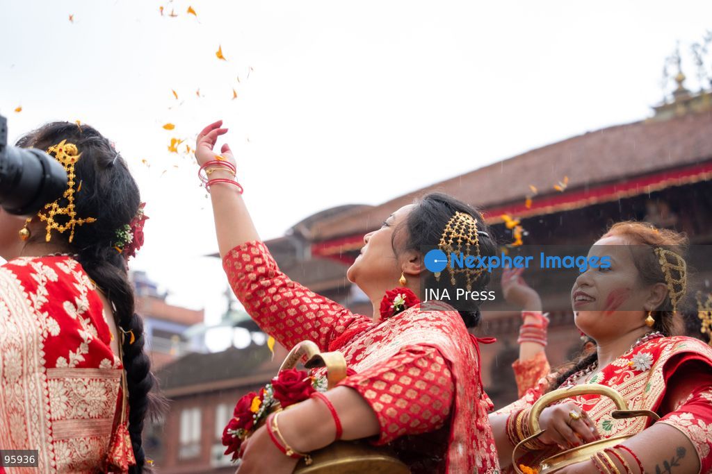 KATHMANDU, NEPAL, SEPTEMBER 23, 2026: Participants raise the ceremonial Indra Dhwaja, or flagpole, in front of Hanuman Dhoka at Basantapur in Kathmandu, formally marking the beginning of the annual Indra Jatra festival. The eight-day religious and cultural festival features traditional rituals, masked dances, chariot processions and worship of Hindu deities, and is one of the major annual celebrations of the Kathmandu Valley. Photo by Ghanashyam Shrestha / JNA Press. (Photo by Ghanashyam Shrestha/JNA Press via Nexpher Images)