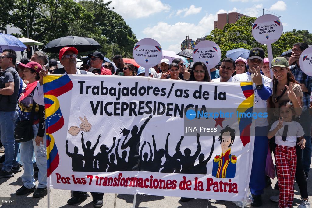 CARACAS, VENEZUELA, SEPTEMBER 23, 2026: Supporters of Venezuela’s ruling United Socialist Party (PSUV), public-sector workers and pro-government groups march through central Caracas in support of interim President Delcy Rodríguez as she attends the 81st United Nations General Assembly in New York. The demonstration was called by the PSUV to coincide with Rodríguez’s address to the General Assembly. Photo by Mario Flores / JNA Press. (Photo by Mario Flores/JNA Press via Nexpher Images)