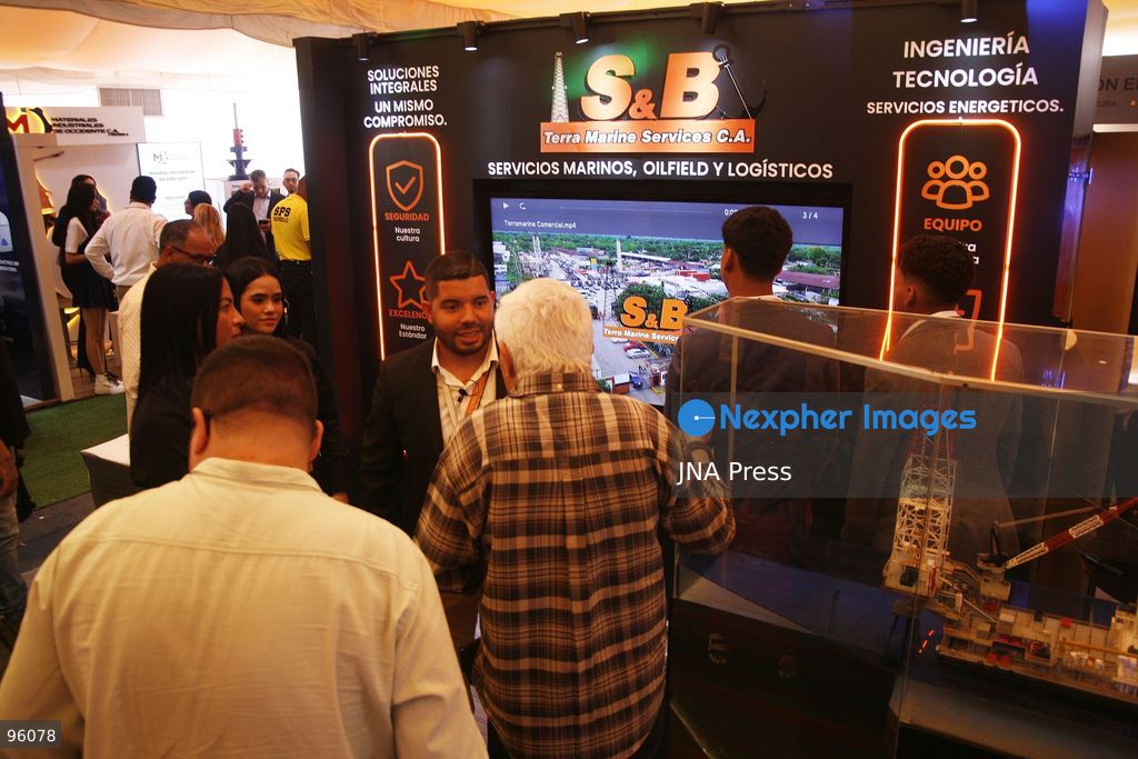 MARACAIBO, VENEZUELA, SEPTEMBER 23, 2026: Visitors and exhibitors attend the eighth International Oil, Industry and Trade Expo at the Hotel Kristoff in Maracaibo, Zulia state. Organized by Petróleos de América, the two-day event brings together around 160 companies from Venezuela and abroad involved in the oil, industrial and commercial sectors, with exhibitions, business meetings and conferences focused on investment and the development of Venezuela’s energy industry. Photo by Humberto Matheus / JNA Press. (Photo by Humberto Matheus/JNA Press via Nexpher Images)