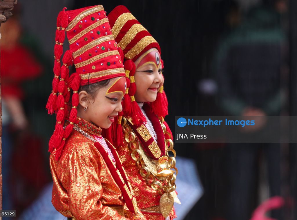 KATHMANDU, NEPAL, SEPTEMBER 24, 2026: Young girls dressed as Kumaris take part in a collective Kumari Puja in front of the Taleju Bhawani Temple at Hanuman Dhoka Durbar Square in Kathmandu during the ongoing Indra Jatra festival. Hundreds of pre-pubescent girls participated in the traditional ceremony, during which they are worshipped as representations of the Kumari, or living goddess. The ritual is traditionally held following the ceremonial raising of the Indra Dhwaja that marks the beginning of the eight-day Indra Jatra festival. Photo by Shankar Bhujel / JNA Press. (Photo by Shankar Bhujel/JNA Press via Nexpher Images)