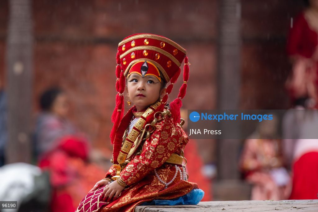 KATHMANDU, NEPAL, SEPTEMBER 24, 2026: Young girls dressed as Kumaris take part in a mass Kumari Puja at Hanuman Dhoka Durbar Square in Kathmandu on the second day of the Indra Jatra festival. Girls traditionally eligible for the ritual are worshipped as representations of the Kumari, or living goddess, during the ceremony. In Newar tradition, Kumari Puja is associated with prayers for peace, prosperity and well-being and with the blessings of Goddess Taleju Bhawani. Photo by Ghanashyam Shrestha / JNA Press. (Photo by Ghanashyam Shrestha/JNA Press via Nexpher Images)