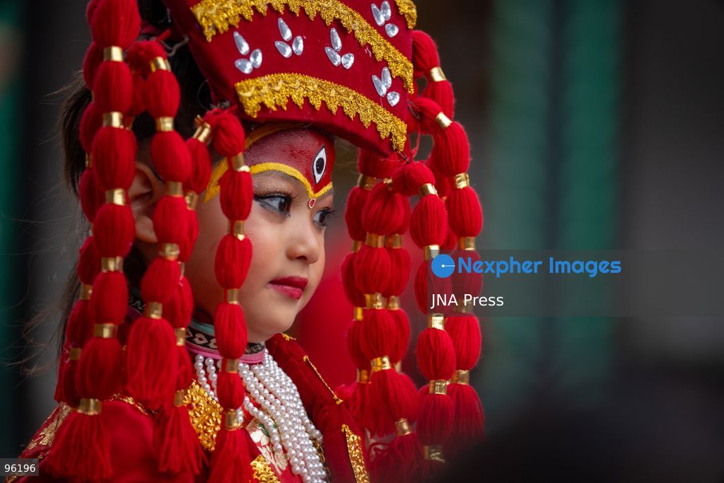 KATHMANDU, NEPAL, SEPTEMBER 24, 2026: Young girls dressed as Kumaris take part in a mass Kumari Puja at Hanuman Dhoka Durbar Square in Kathmandu on the second day of the Indra Jatra festival. Girls traditionally eligible for the ritual are worshipped as representations of the Kumari, or living goddess, during the ceremony. In Newar tradition, Kumari Puja is associated with prayers for peace, prosperity and well-being and with the blessings of Goddess Taleju Bhawani. Photo by Ghanashyam Shrestha / JNA Press. (Photo by Ghanashyam Shrestha/JNA Press via Nexpher Images)