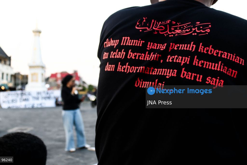 YOGYAKARTA, INDONESIA, SEPTEMBER 24, 2026: Students and civil society activists take part in the weekly Kamisan protest at Tugu Yogyakarta, commemorating 22 years since the killing of Indonesian human rights activist Munir Said Thalib. Munir died from arsenic poisoning aboard a flight to the Netherlands on September 7, 2004. Participants used the gathering to remember Munir and call for accountability in unresolved human rights cases in Indonesia. Photo by Ilham Nur Arifin / JNA Press. (Photo by Ilham Nur Arifin/JNA Press via Nexpher Images)