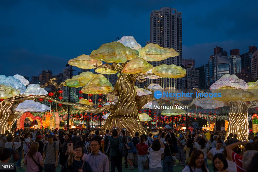 People viewing the mid autumn festival lights at Victoria Park on September 24, 2026 in Hong Kong. (Photo by Vernon Yuen/Nexpher Images)
