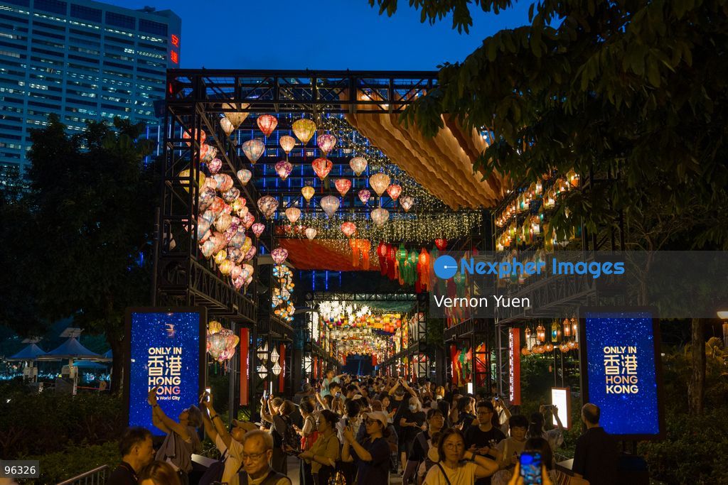 People viewing the mid autumn festival lights at Victoria Park on September 24, 2026 in Hong Kong. (Photo by Vernon Yuen/Nexpher Images)