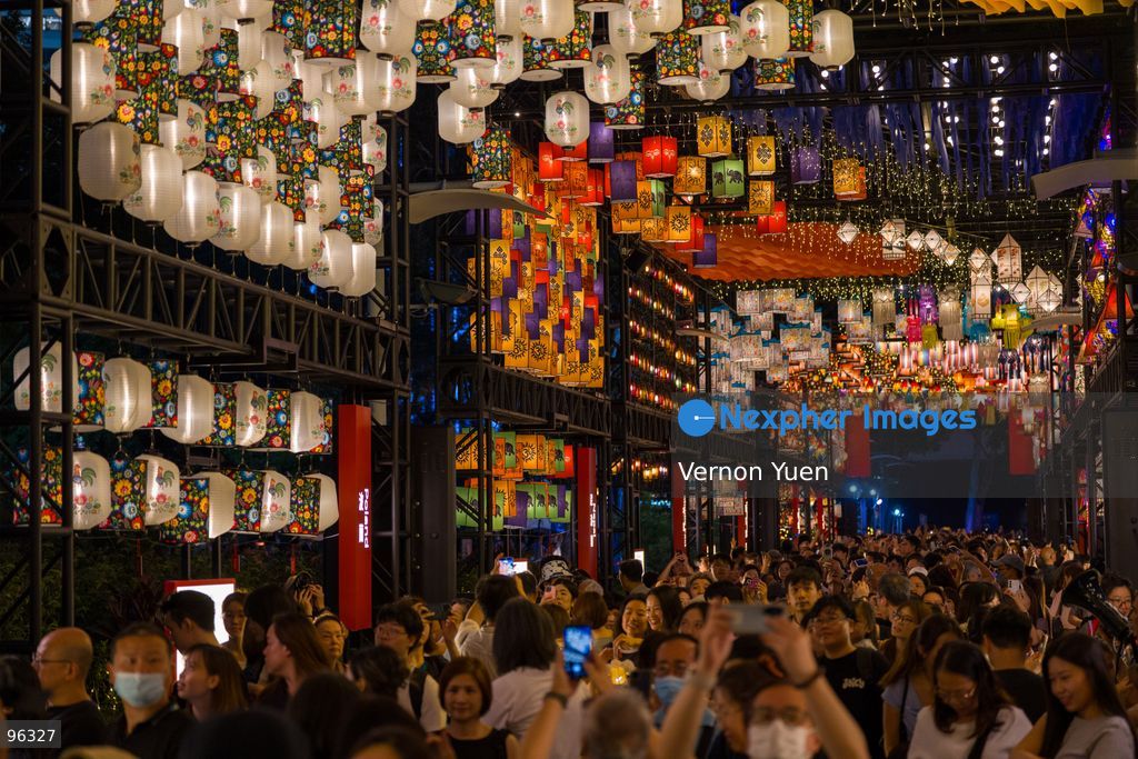 People viewing the mid autumn festival lights at Victoria Park on September 24, 2026 in Hong Kong. (Photo by Vernon Yuen/Nexpher Images)
