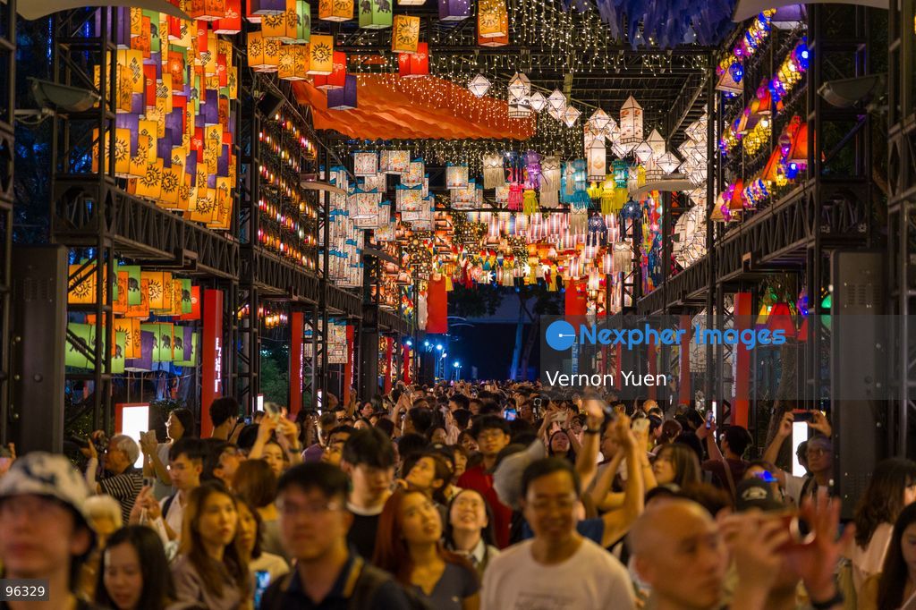 People viewing the mid autumn festival lights at Victoria Park on September 24, 2026 in Hong Kong. (Photo by Vernon Yuen/Nexpher Images)