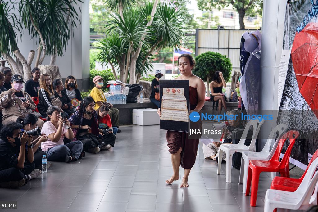 BANGKOK, THAILAND, SEPTEMBER 24, 2026: Sex workers’ rights activists demonstrate at the Ministry of Social Development and Human Security in Bangkok, calling for legislation to decriminalize sex work and provide labor protections. Thailand’s 1996 Prevention and Suppression of Prostitution Act criminalizes sex work, while rights groups are campaigning for legal recognition and access to labor and social protections. Photo by Watsawat Koktabtim / JNA Press. (Photo by Watsawat Koktabtim/JNA Press via Nexpher Images)