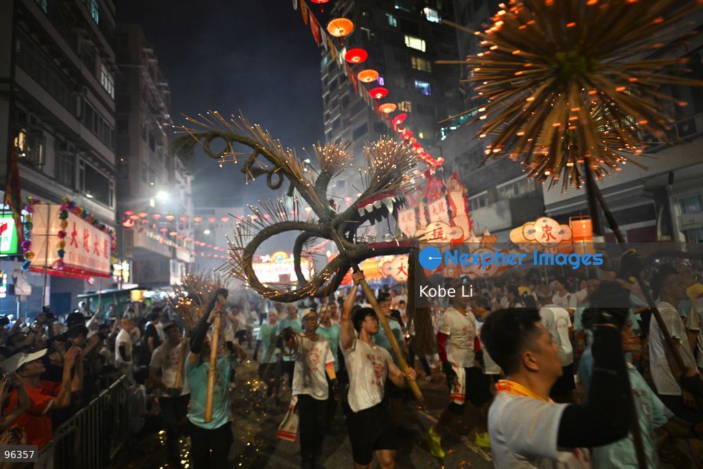 A 67-meter dragon covered in 12,000 burning incense sticks dancing at Hong Kong Tai Hang on the eve of the Mid-autumn Festival on September 24, 2026 in Hong Kong. (Photo by Kobe Li/Nexpher Images)
