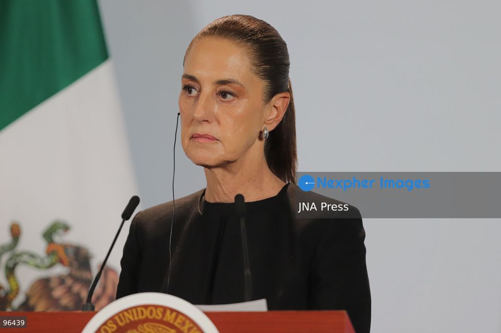 MEXICO CITY, MEXICO, SEPTEMBER 24, 2026: Mexican President Claudia Sheinbaum and South Korean President Lee Jae-myung speak during a joint press conference in the Treasury Room of the National Palace in Mexico City following bilateral talks during Lee’s state visit to Mexico. Photo by Carlos Santiago / JNA Press. (Photo by Carlos Santiago/JNA Press via Nexpher Images)