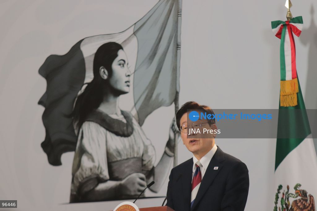 MEXICO CITY, MEXICO, SEPTEMBER 24, 2026: Mexican President Claudia Sheinbaum and South Korean President Lee Jae-myung speak during a joint press conference in the Treasury Room of the National Palace in Mexico City following bilateral talks during Lee’s state visit to Mexico. Photo by Carlos Santiago / JNA Press. (Photo by Carlos Santiago/JNA Press via Nexpher Images)