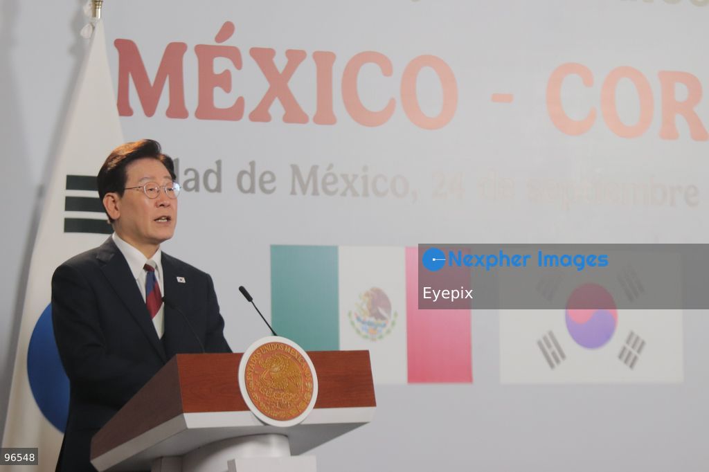South Korea President Lee Jae-myung speaks during a news conference as part of his official visit in Mexico at the National Palace. on September 24, 2026, in Mexico City, Mexico. (Photo by Carlos Santiago/ Eyepix Group) (Photo by Carlos Santiago/ Eyepix Group/Eyepix via Nexpher Images)