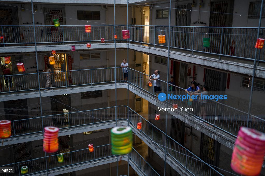Lanterns hanging from a balcony at a housing estate on September 25, 2026 in Hong Kong. (Photo by Vernon Yuen/Nexpher Images)