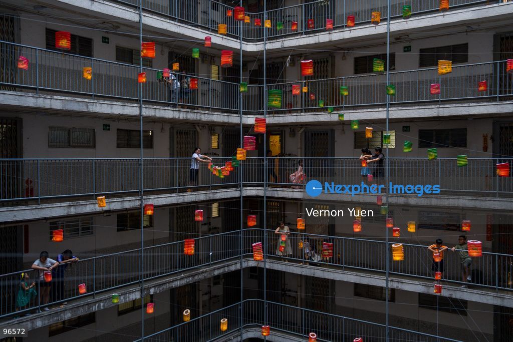 Lanterns hanging from a balcony at a housing estate on September 25, 2026 in Hong Kong. (Photo by Vernon Yuen/Nexpher Images)